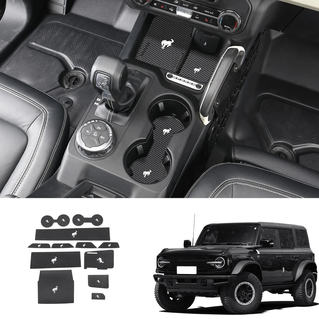 福特烈马bronco专用车门皮革门槽垫防滑垫水杯置储物盒垫内饰改装