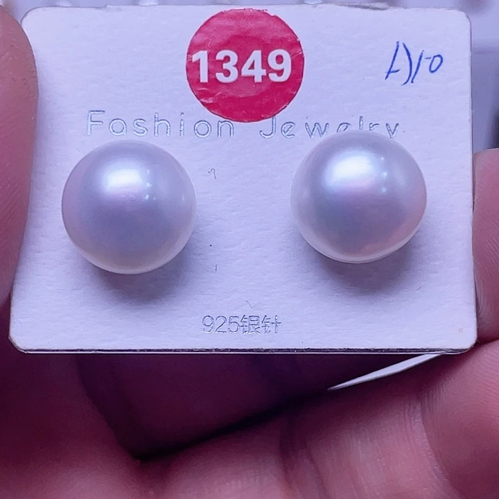 淡水珍珠银S925镶嵌耳饰