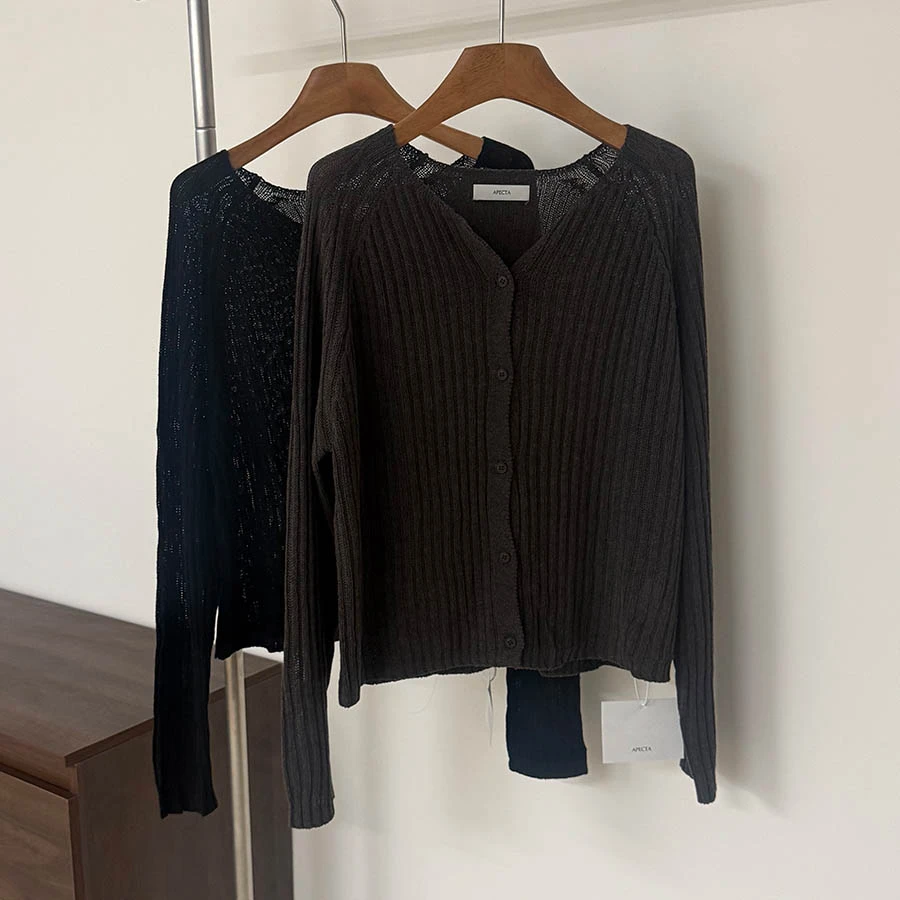 【Rara韩国女装】坑条圆领羊毛开衫女/No退No换~