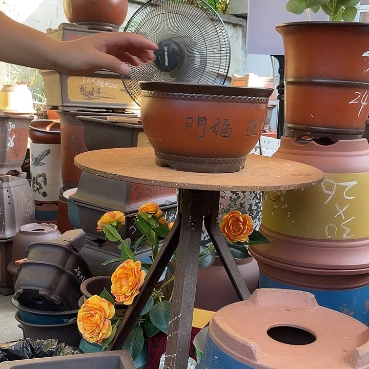 a款财进福门小号花盆紫砂花盆