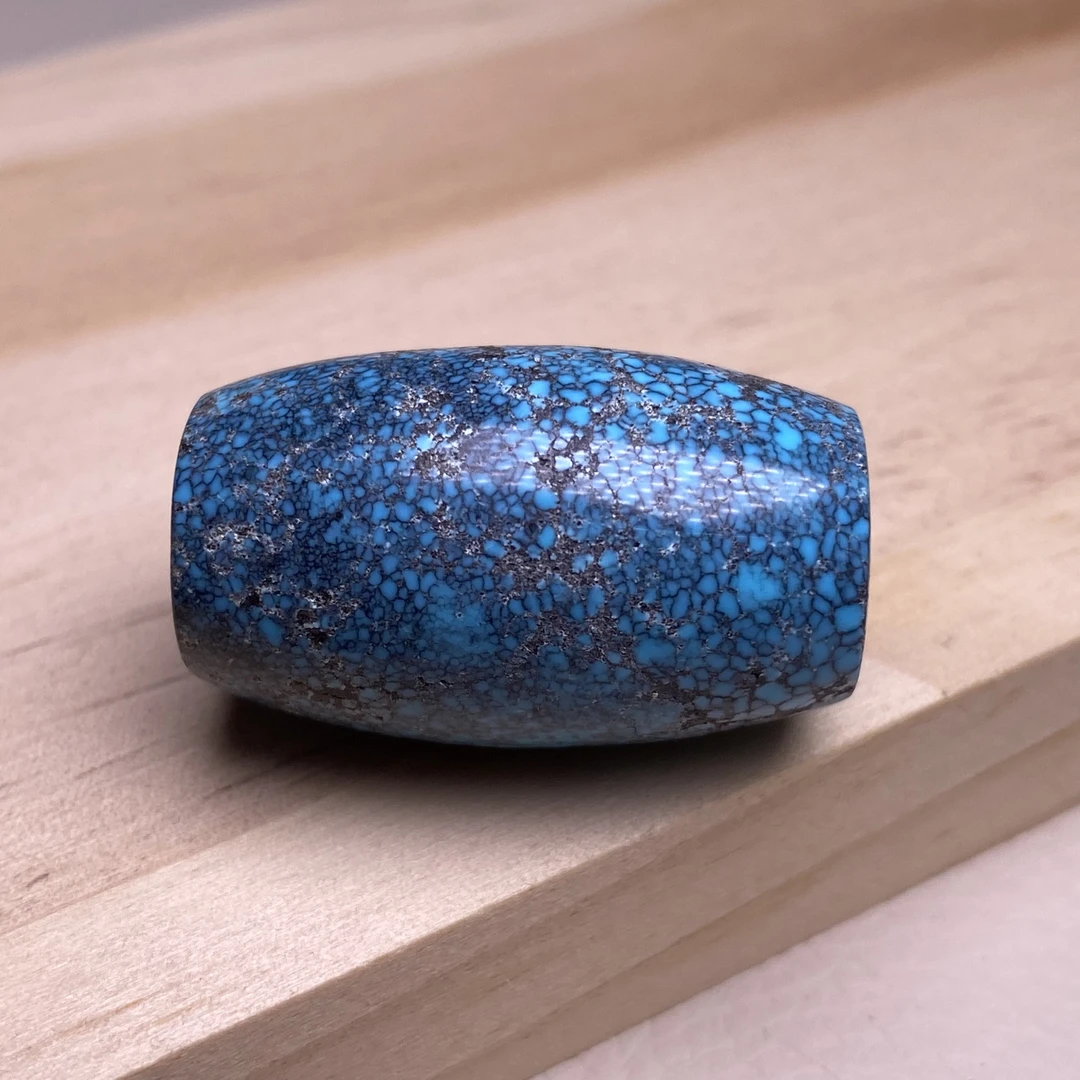 绿松石乌兰花桶珠锁骨珠雾霾蓝手串顶珠细网花尺寸19.2x31.3mm