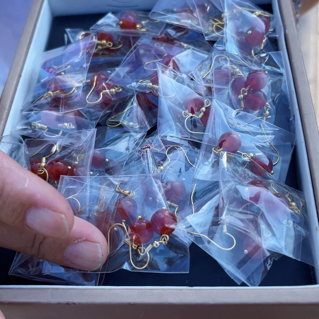 南红玛瑙未镶嵌耳饰多样性发货一单一发