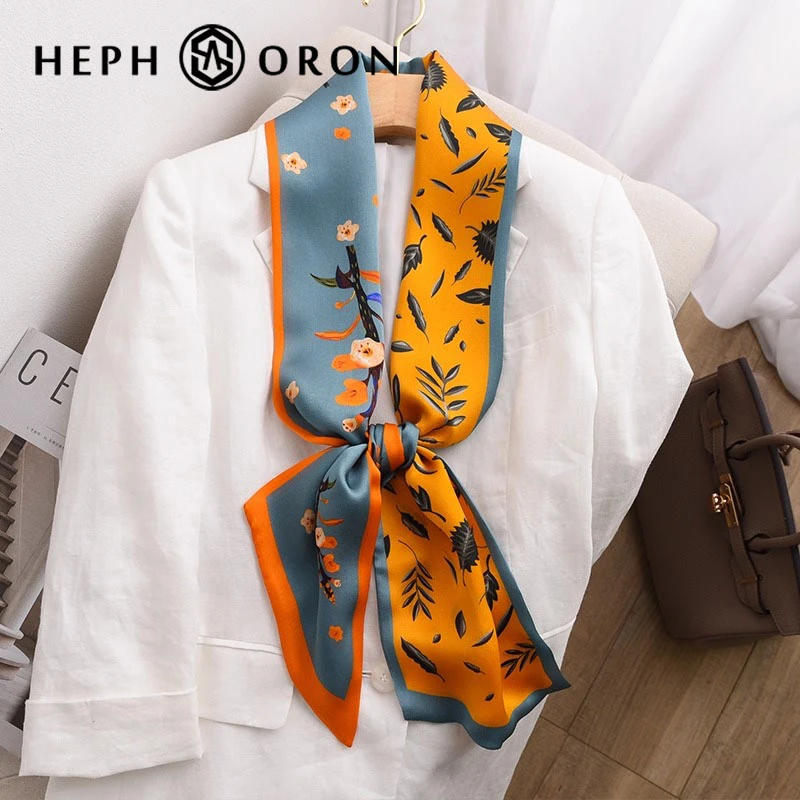 碎花桑蚕丝飘带长条丝巾25新款百搭双层真丝围巾细窄长条斜角领巾