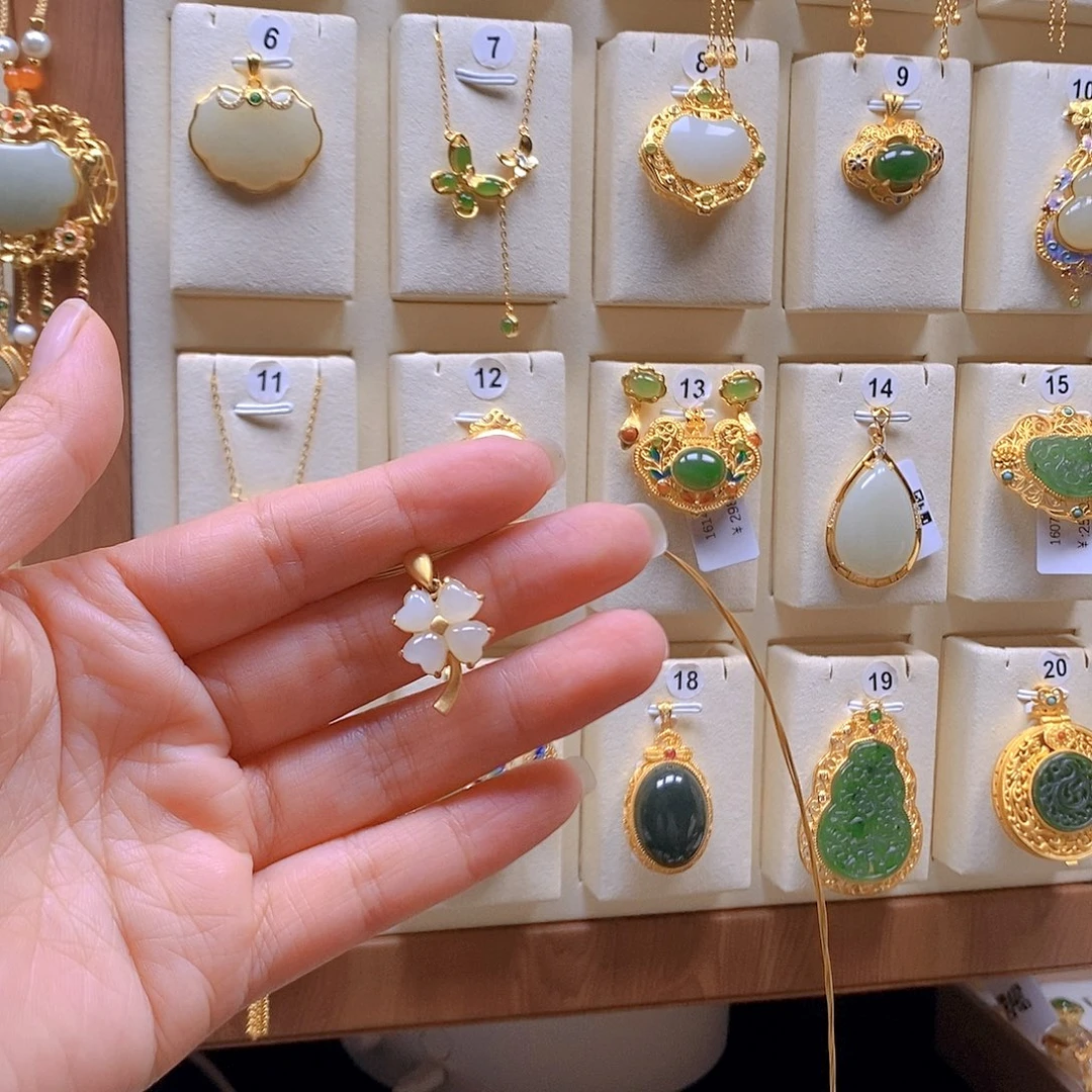 和田玉银S925镶嵌颈饰