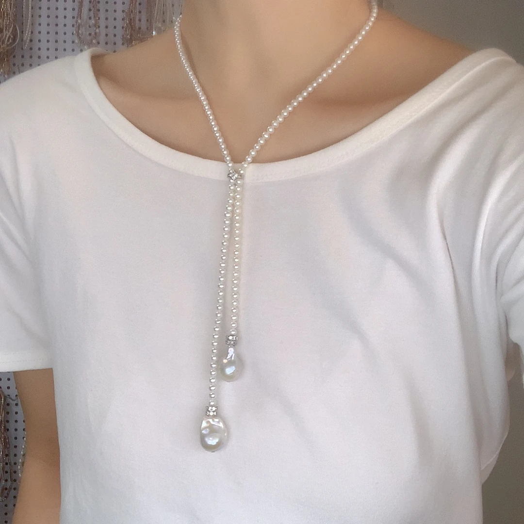 心***語银S925镶嵌淡水珍珠项链耳饰