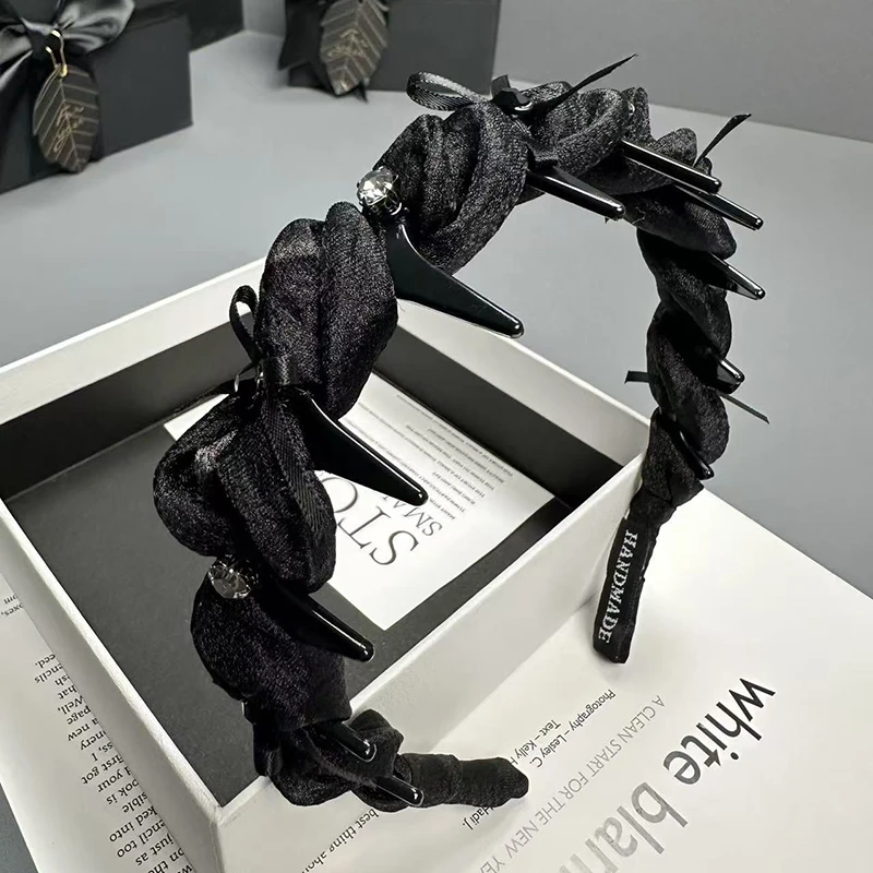 发箍女款成人高颅顶不勒头新款带齿防滑显脸小水钻蝴蝶结头箍发饰