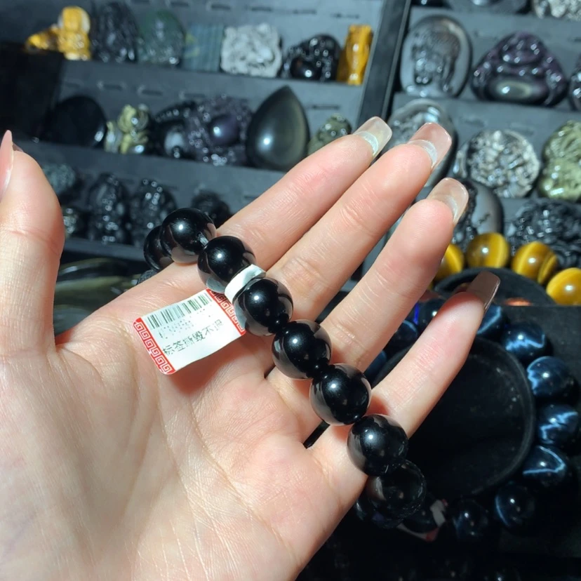 【闪购商品】黑曜岩手串未镶嵌松*