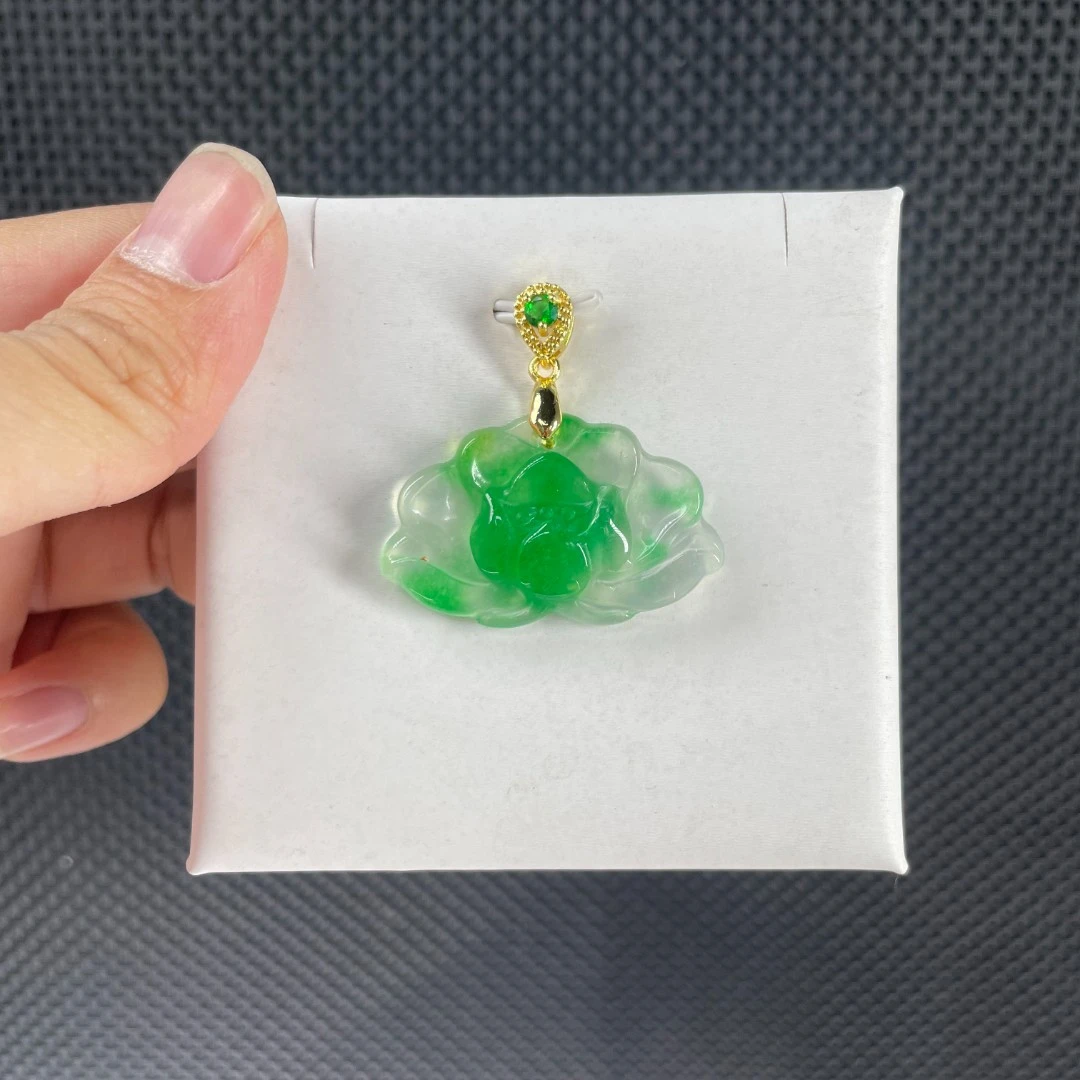 【小杨严选】C664绿飘莲花吊坠妈妈时尚百搭女款