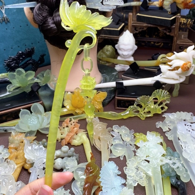 【闪购商品】未镶嵌蛇纹石玉发饰媛****