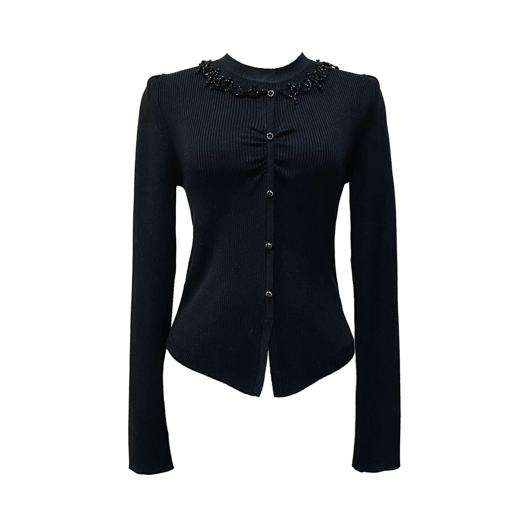 设计师秀场时尚新款黑色套头毛衫百搭上衣   X2281  F