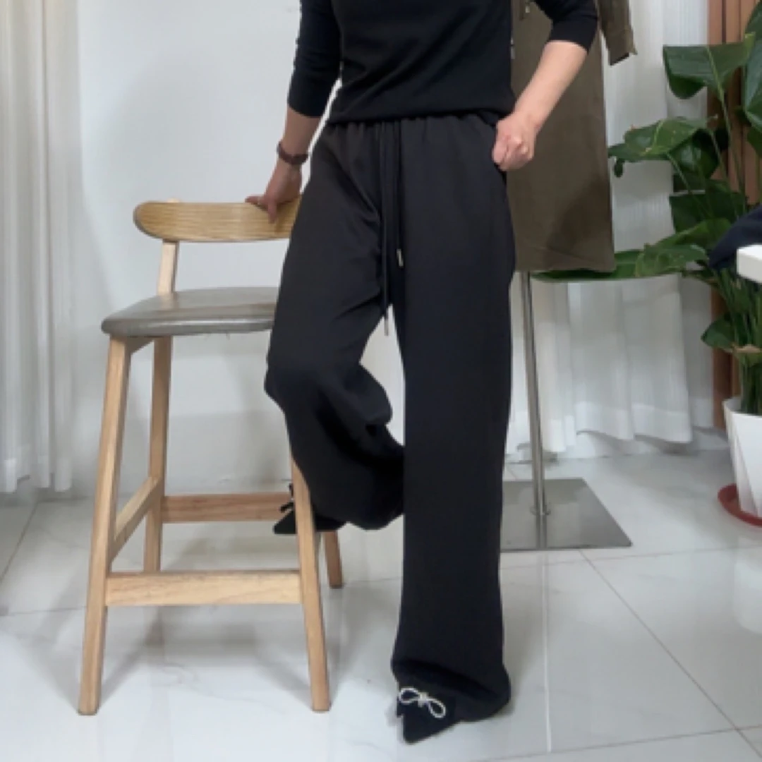 【心依阁铭品】24165液态棉糯米裤直筒裤显瘦阔腿休闲款