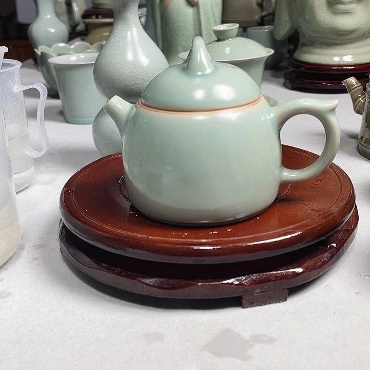 原矿釉汝瓷仿古青绿釉秦权壶