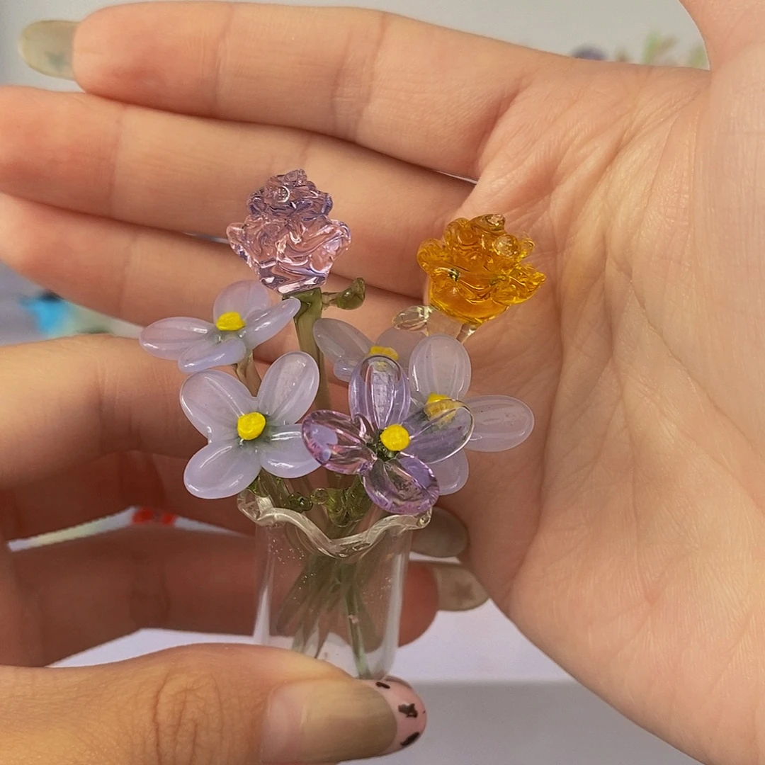 手工艺品琉璃小花1套
