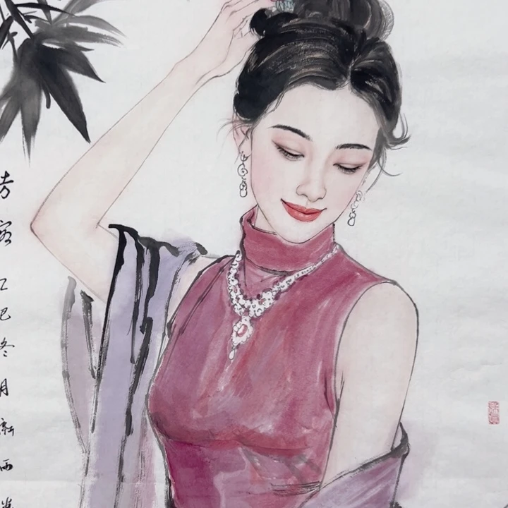 国画郭新雨写实人物画