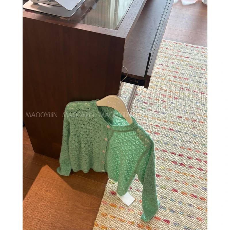 5550【 好看开衫 】 绿色毛衣开衫