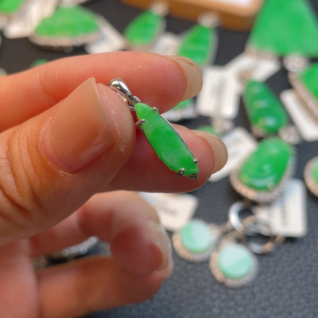 翡翠银S925镶嵌吊坠(不含链)