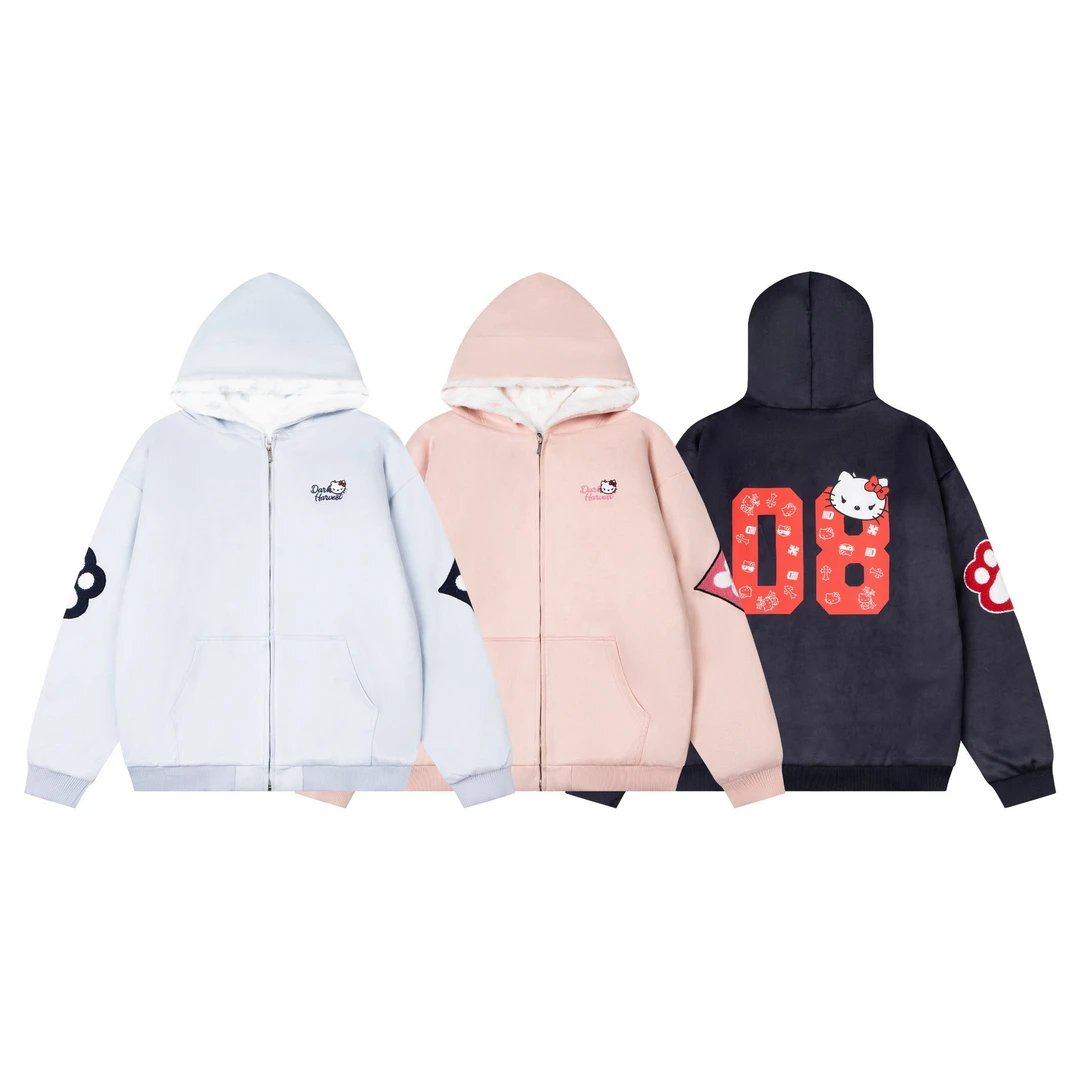 美式凯蒂猫内里毛绒座山雕棉服