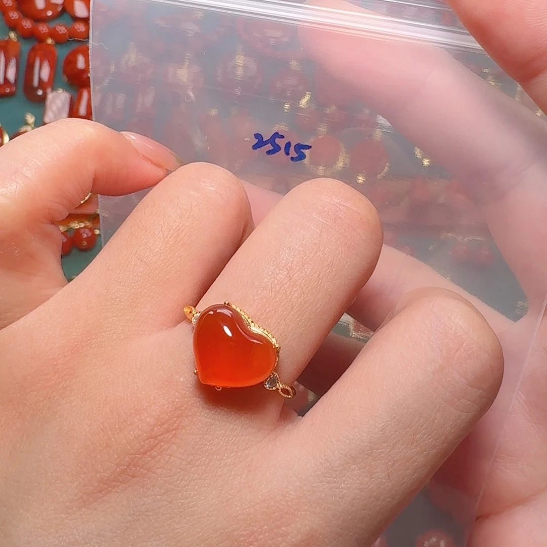 南红玛瑙银S925镶嵌戒指