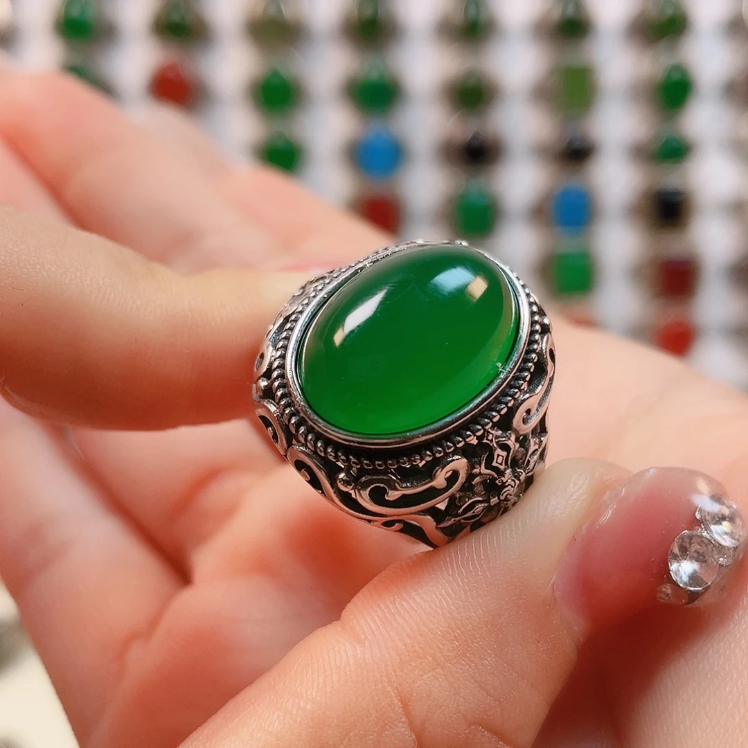 银S925镶嵌戒指玛瑙/玉髓