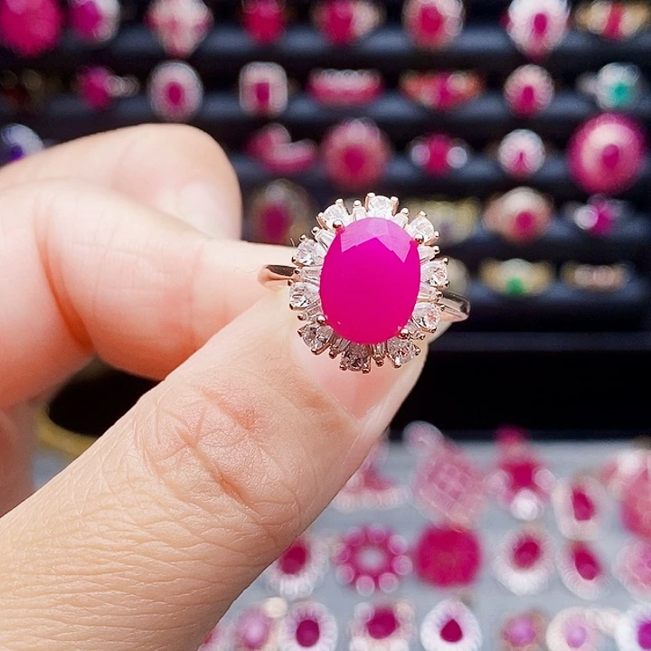 红宝石银S925镶嵌戒指