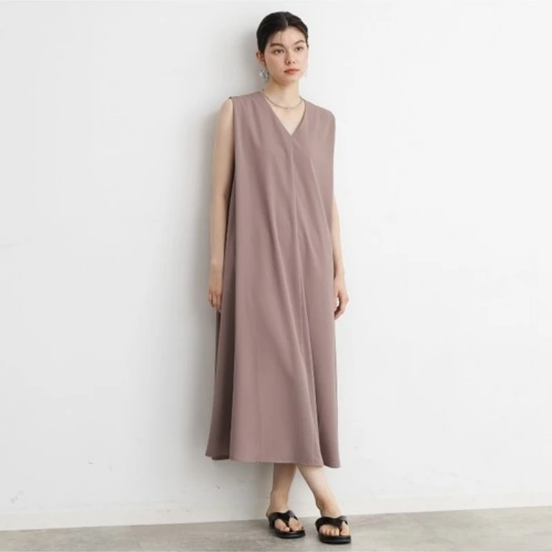 【强哥外贸】 M 夏季新款 时尚简约纯色显瘦无袖连衣裙