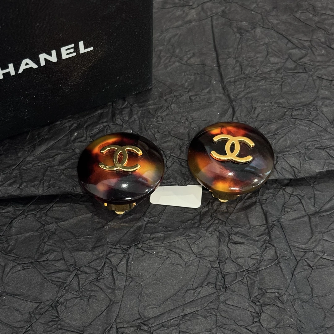 95新 Chanel/香奈儿 香奈儿冒冒圆形耳夹