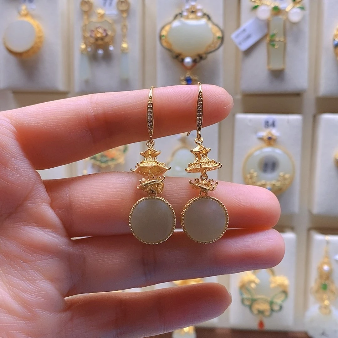 和田玉颈饰银S925镶嵌