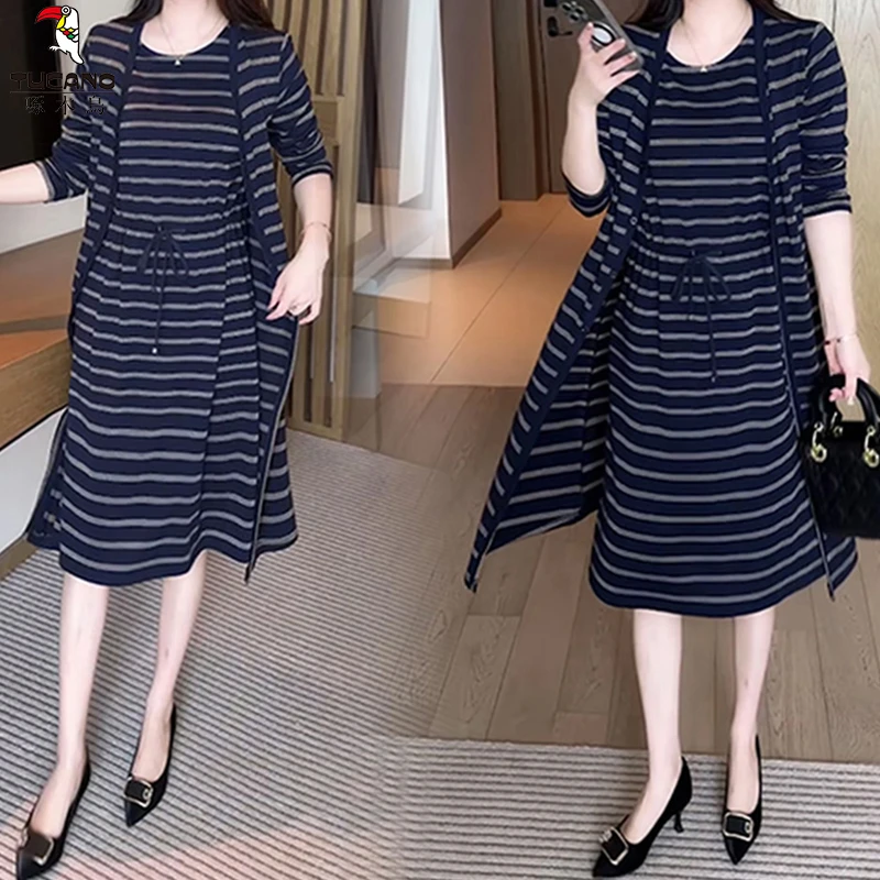 啄木鸟2025新款穿搭气质休闲宽松不挑人外披休闲连衣外披两件套