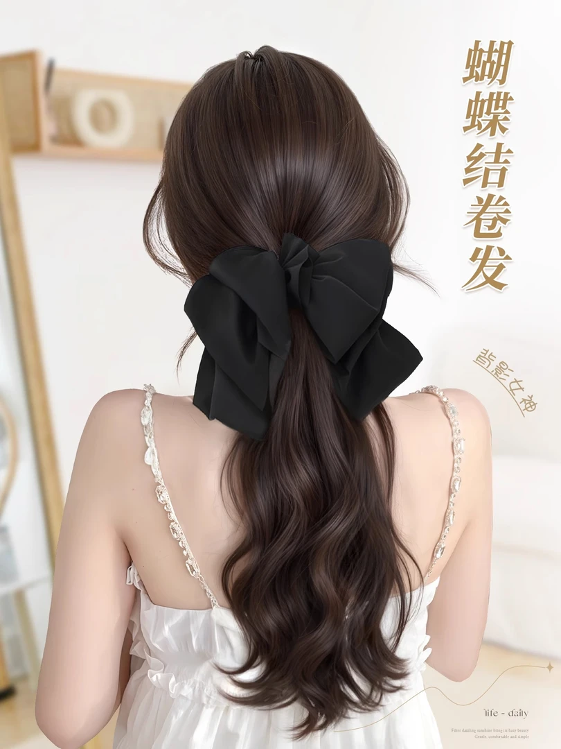 马尾假发女仿真人发抓夹高马尾网红卷发假马尾自然蓬松长发假辫子