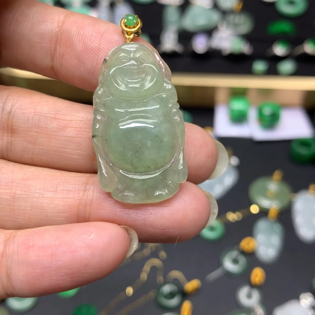 吊坠(不含链)18K金镶嵌翡翠✨**✨有纹裂