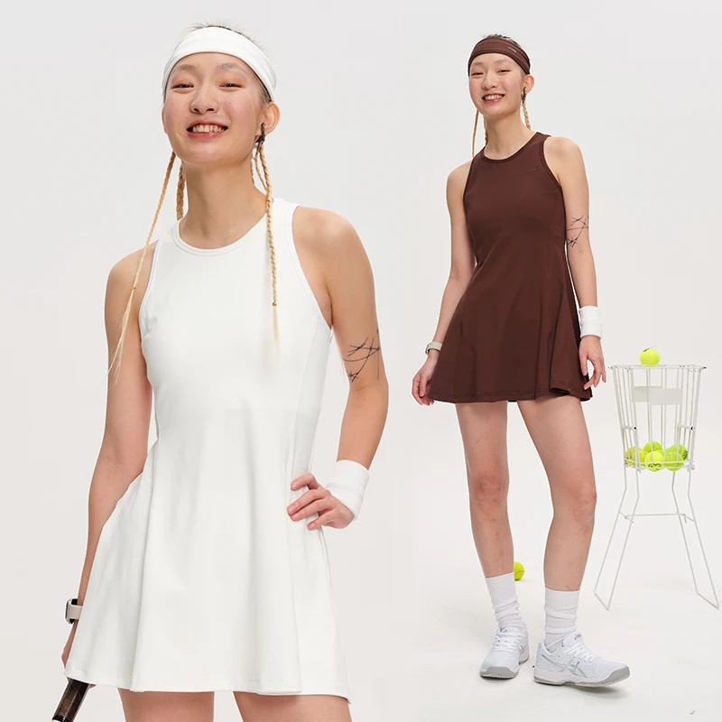 喂牌运动连衣裙女修身速干防走光带胸垫瑜伽服健身网球裙夏