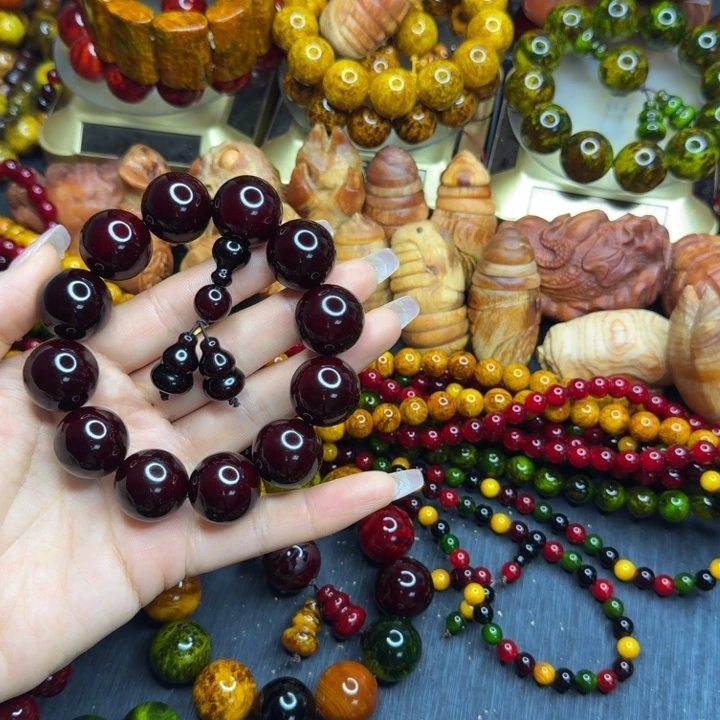 松木琥珀木文玩手串