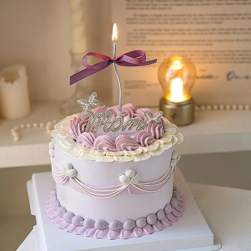 2025母亲节蛋糕装饰水钻蝴蝶mon插件蝴蝶结丝带妈妈节日快乐插牌