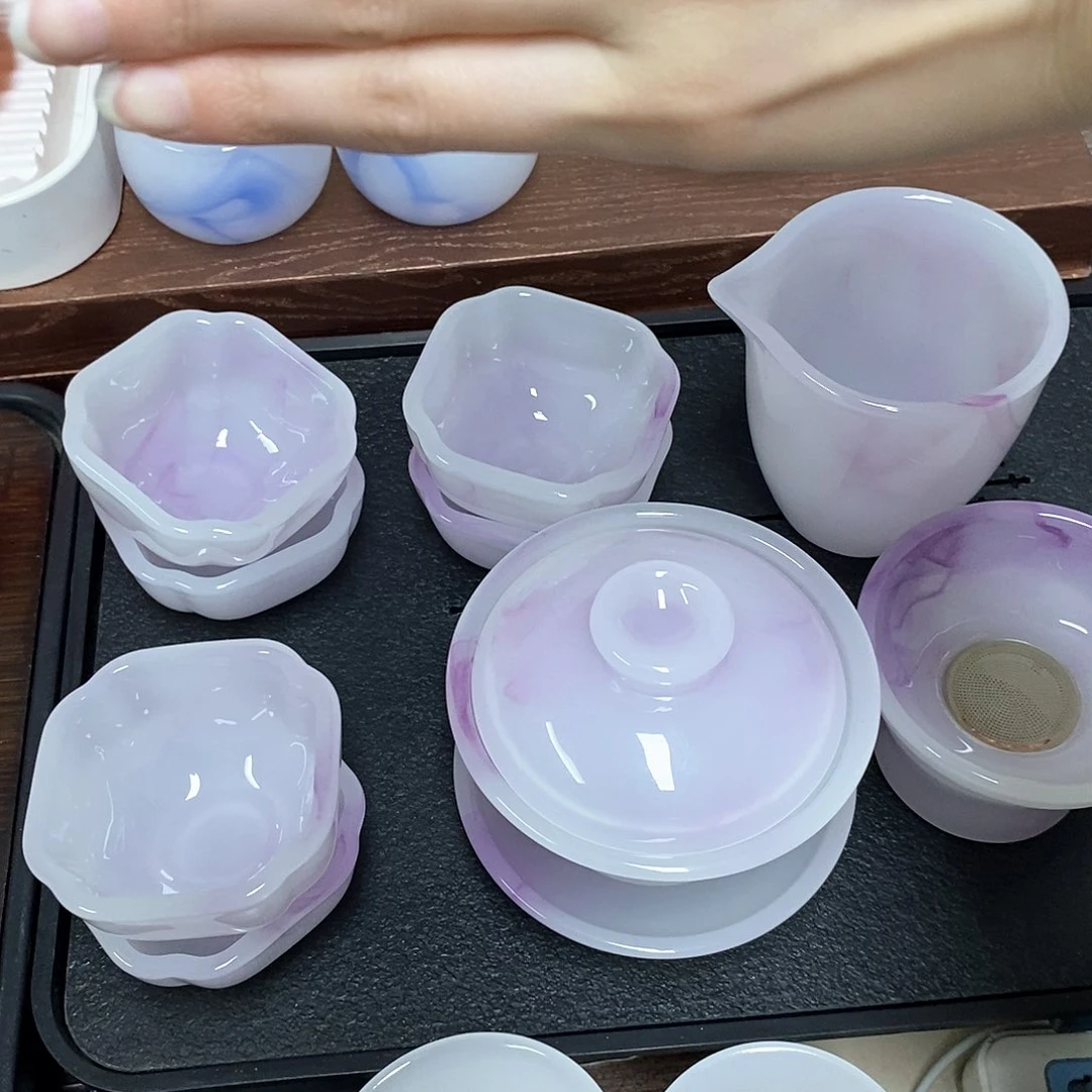 飘紫四方杯套装琉璃