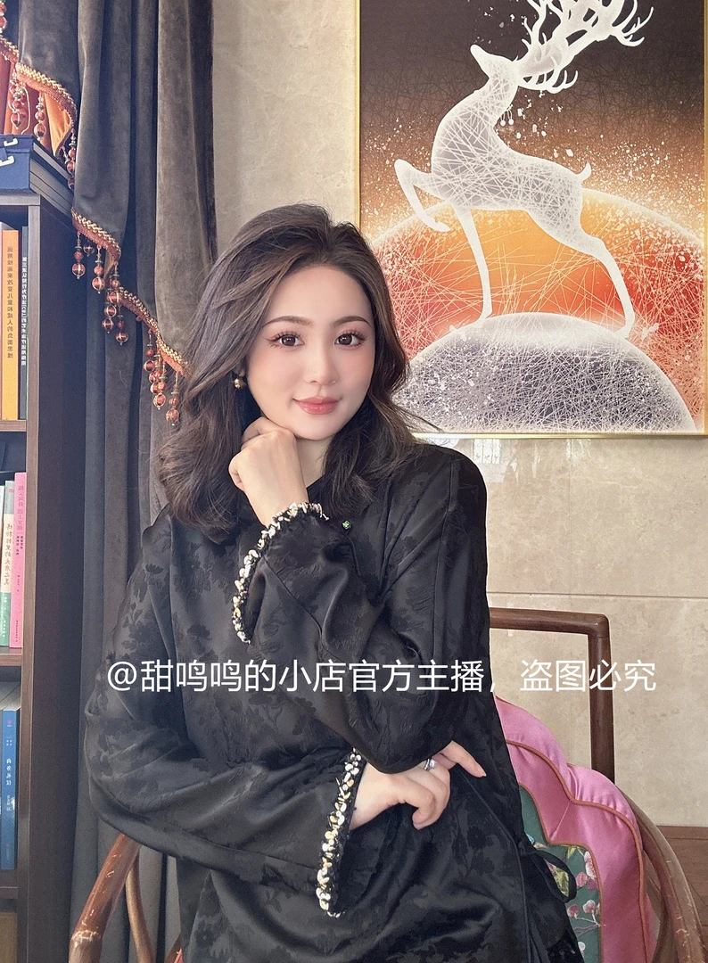 【凝暮-依斐私服】新中式中国风-醋酸冠乐皱上衣袖口手工订珠