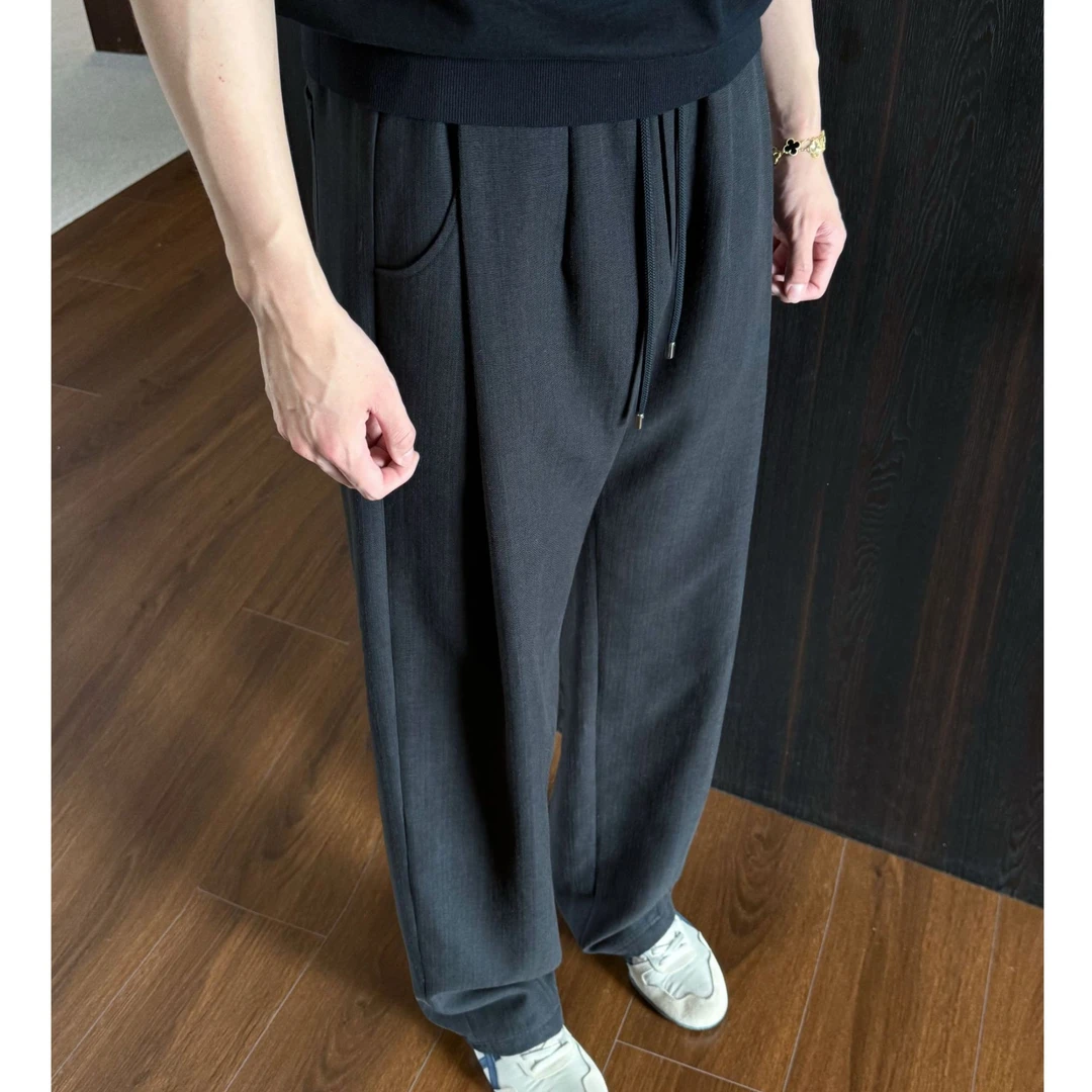 ANN DNR “松弛亚麻裤”亚麻混纺直筒宽松休闲裤长裤  KW61282
