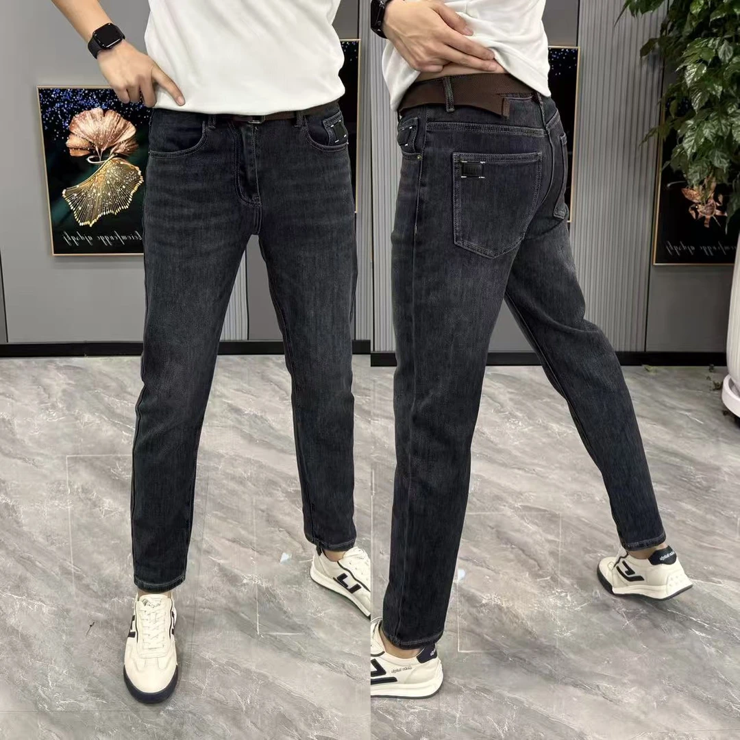 男裤时尚百搭男士牛仔裤潮流深色小脚裤男高品质弹力修身显瘦长裤