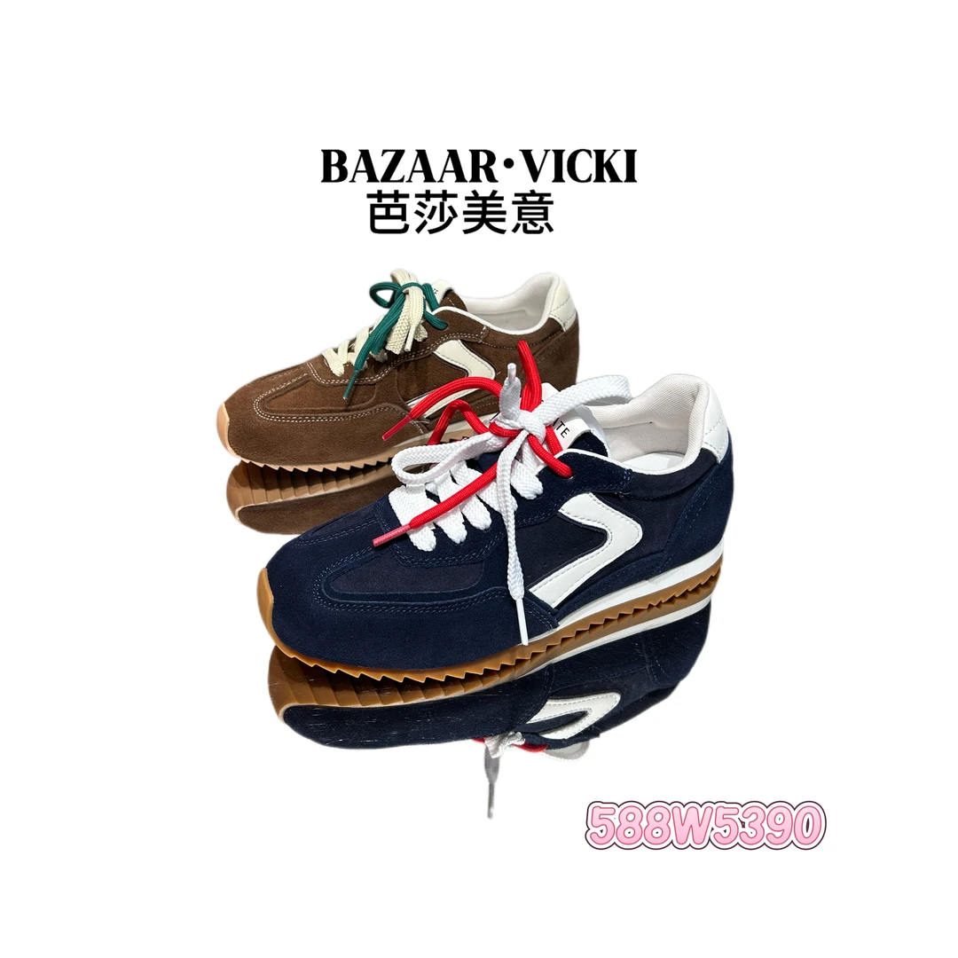 BAZAAR VICKI/芭莎美意588W5390拼色德训鞋系带时尚休闲鞋运动鞋
