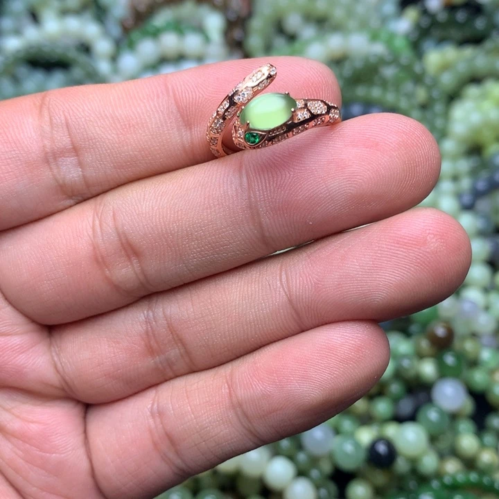 和田玉银S925镶嵌戒指