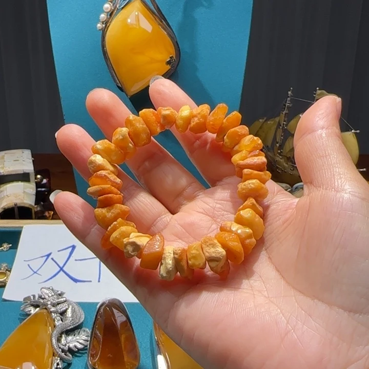 琥珀未镶嵌手链波兰设计款琥珀蜜蜡