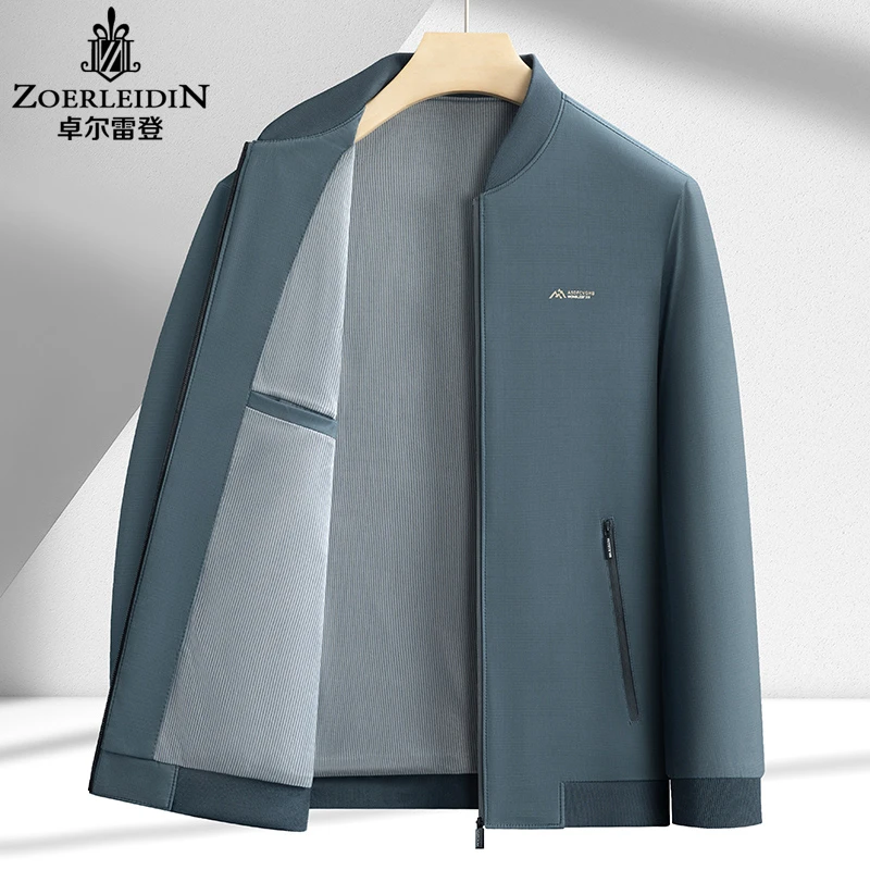 2025新款春季男士棒球领夹克时尚高端立领上衣休闲中年爸爸装外套