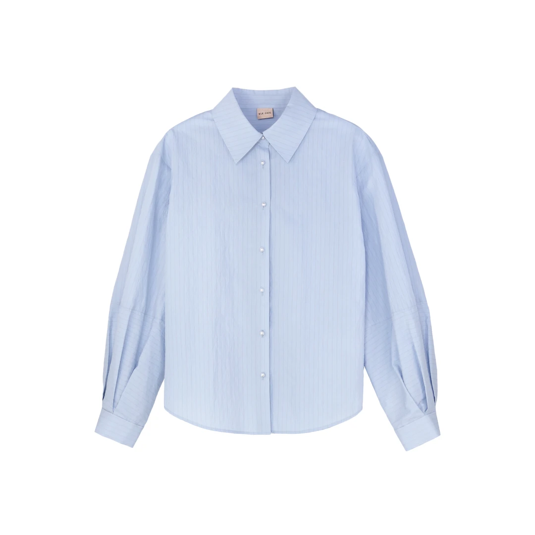 ELE CHIC灯笼袖拼接衬衫