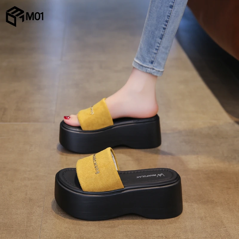 M01松糕凉拖鞋女夏外穿2025增高小个子7厘米凉鞋厚底休闲沙滩鞋