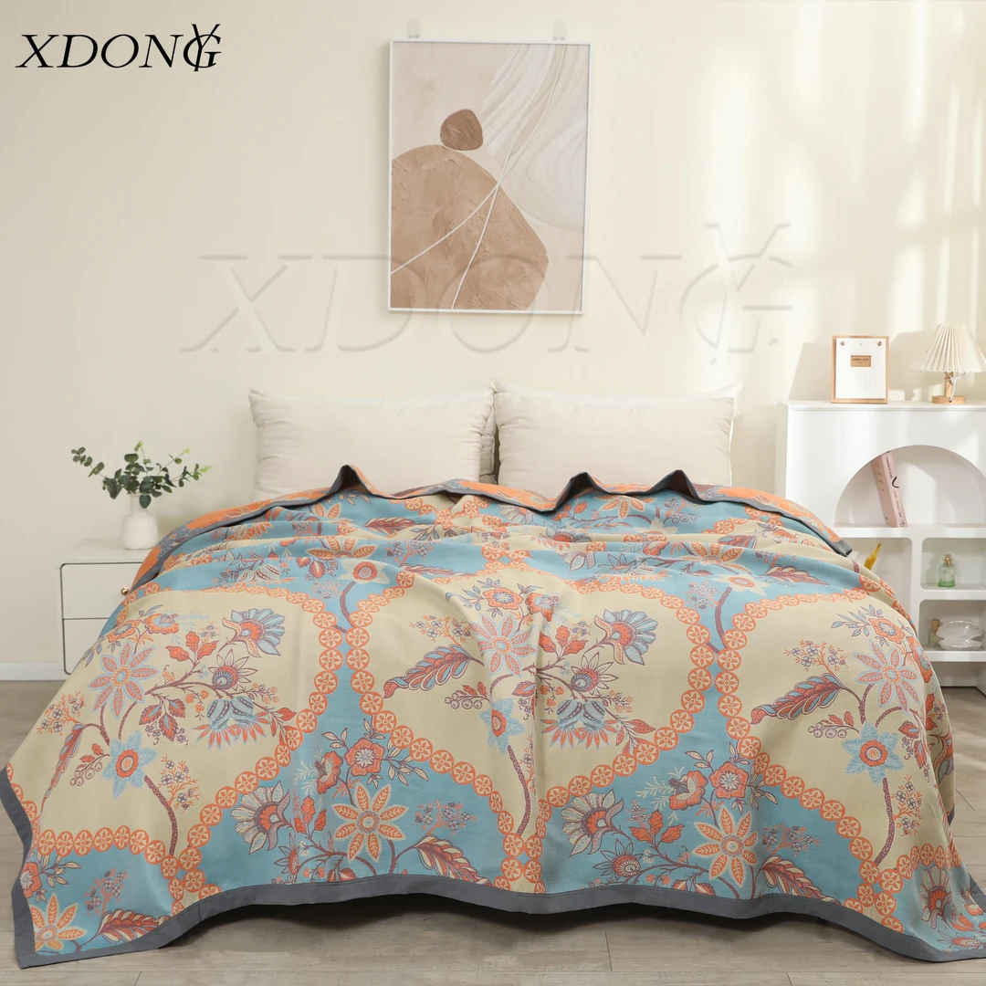 XDONGY（冬云家纺）200*230 楚芳蓝色 高定头等舱莱赛尔纱布床盖