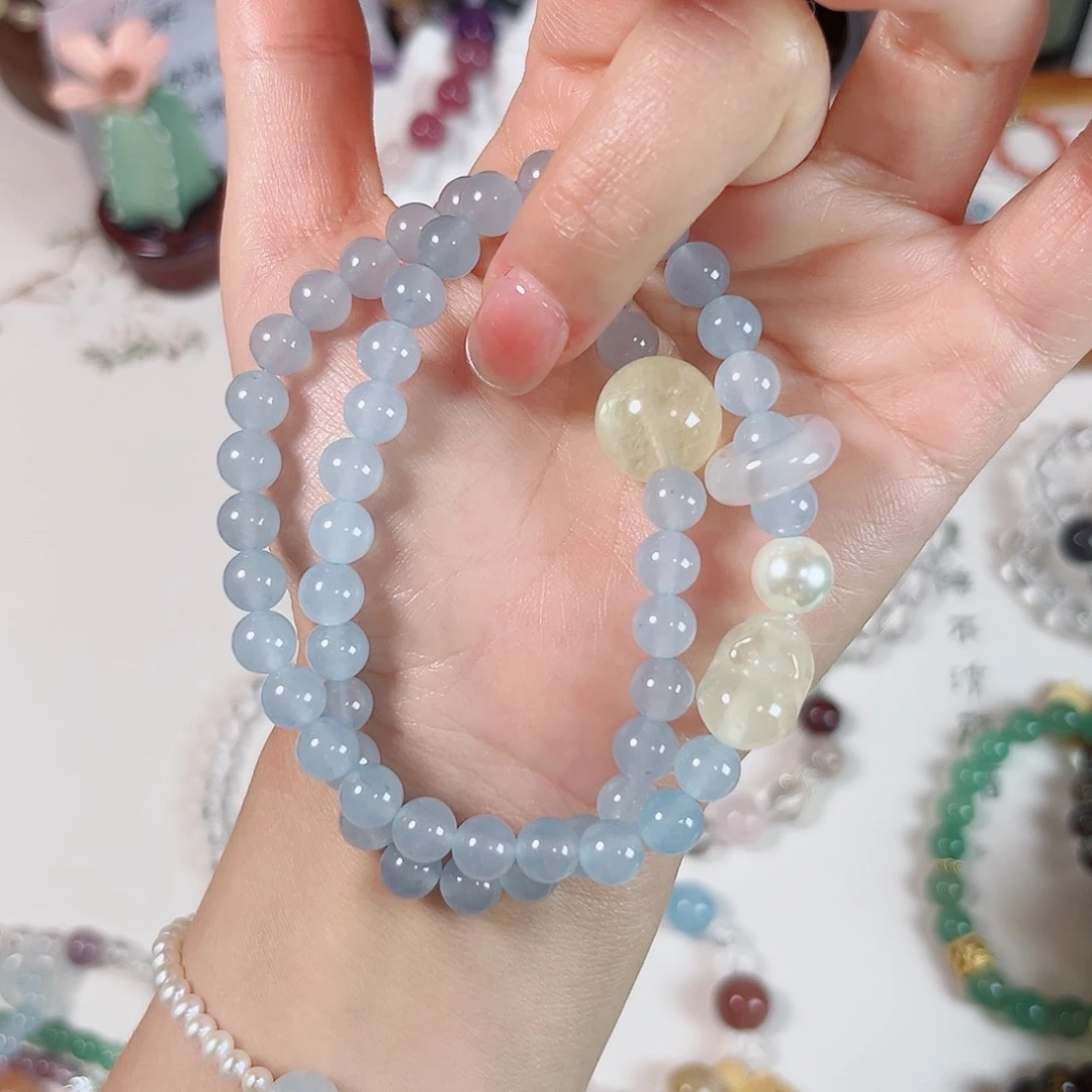 水晶手链未镶嵌夏*貔貅款蓝色