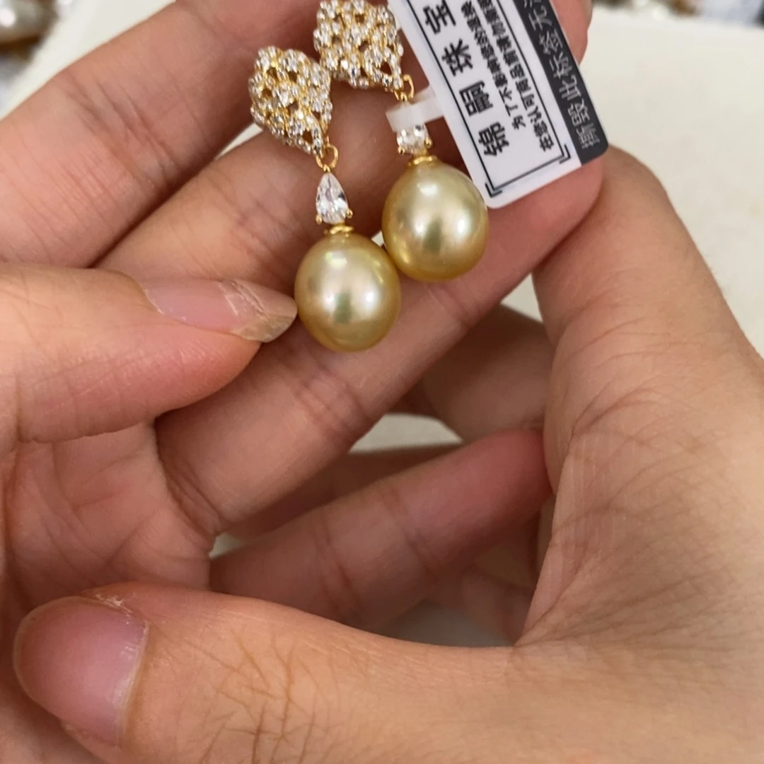 银S925镶嵌耳饰海水珍珠