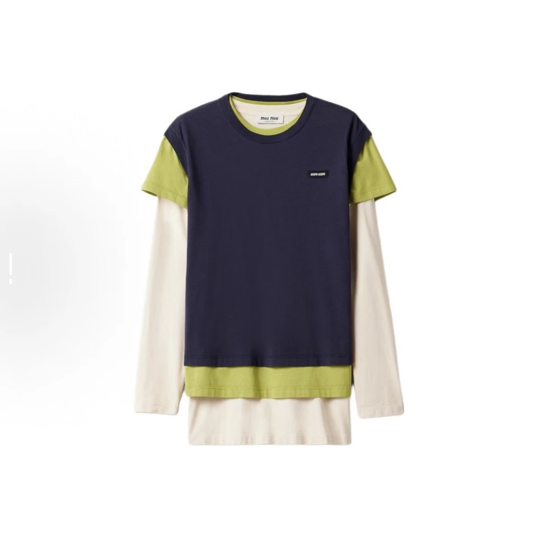 95新 MIU MIU/缪缪 FW24 假日系列 Logo字母印花圆领长袖 S码