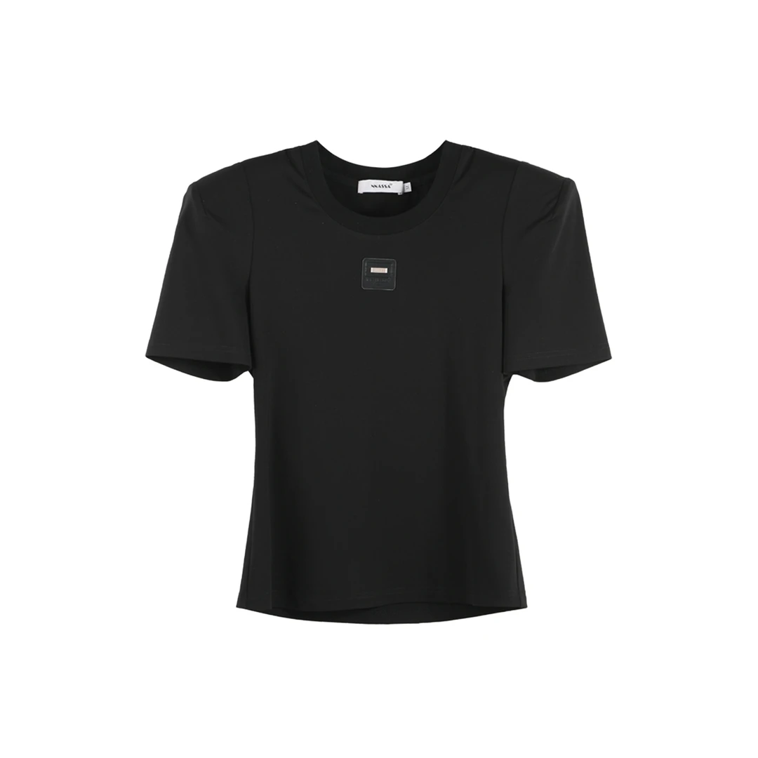 「慵懒淡人」夏季高级感新款U领短袖显瘦套头上衣SHBZXP641412