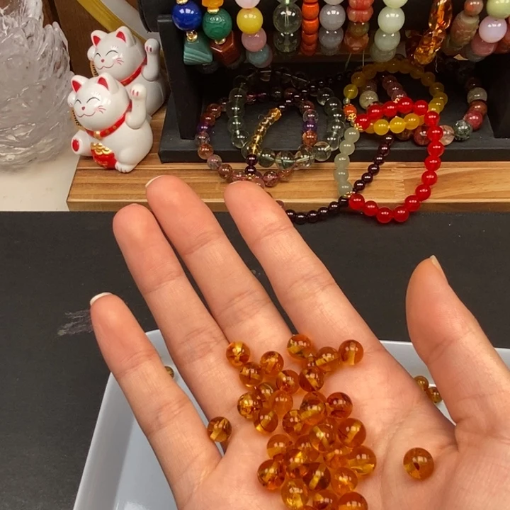 未镶嵌卡6.8花珀10个玛瑙/玉髓