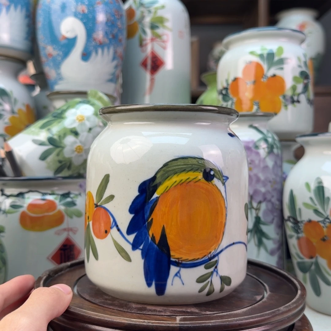 景德镇陶瓷手绘花瓶无孔